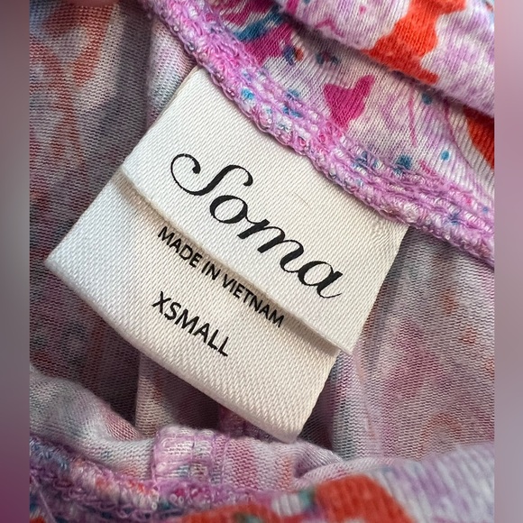 SOMA & LIFE IS GOOD 2 Pc PJ Set - Pink Hot Chocolate Shirt & SOMA Paisley Pants - Picture 10 of 16